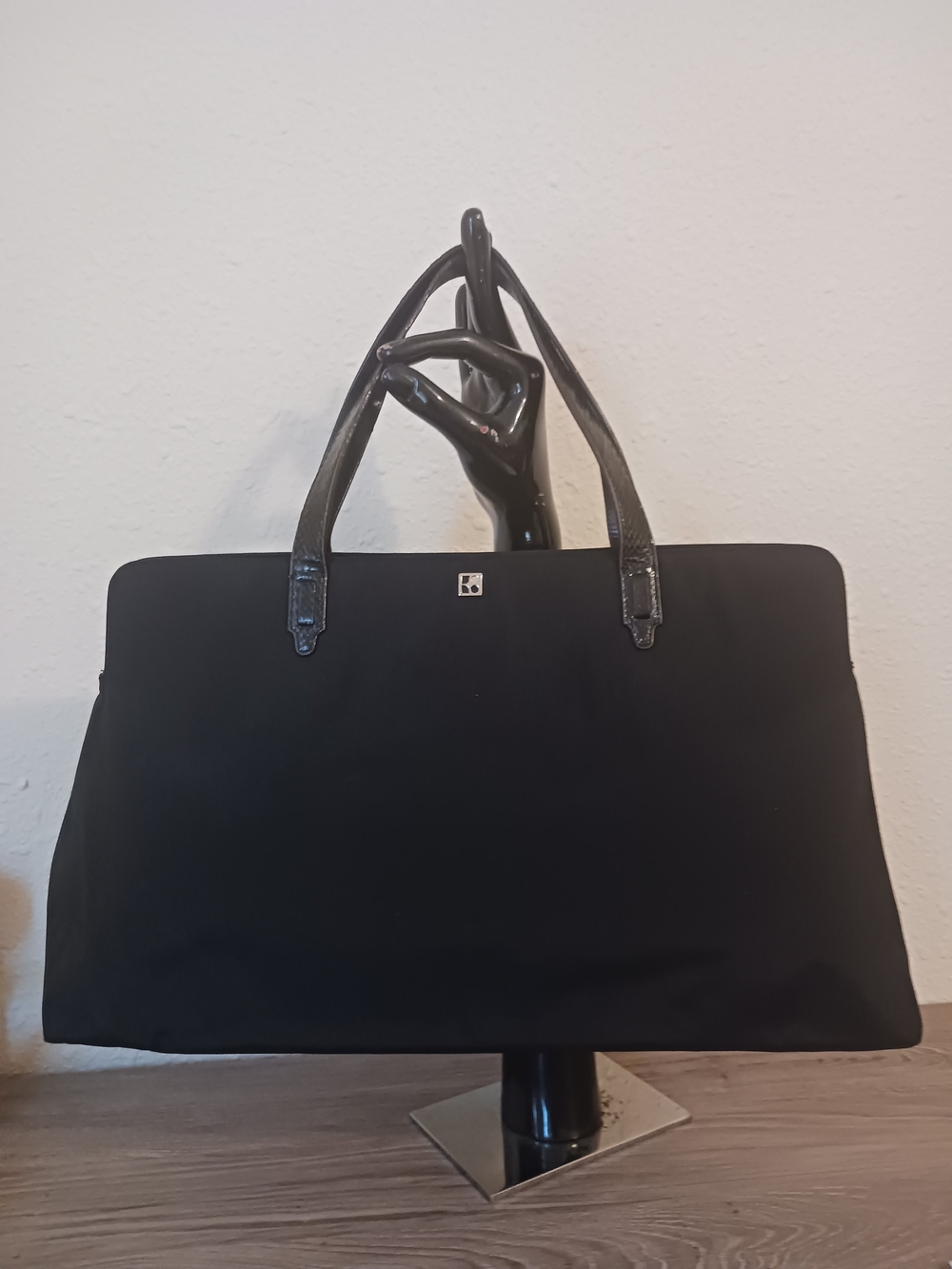 kate spade Black Nylon Leather Bag with Polka Dot Interior Y2k Classic